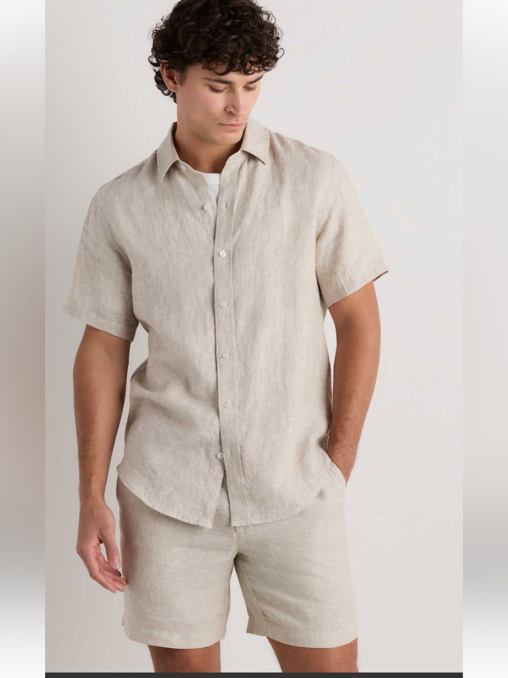 Quince Men's Short-Sleeve Button-Down Linen shirt XL